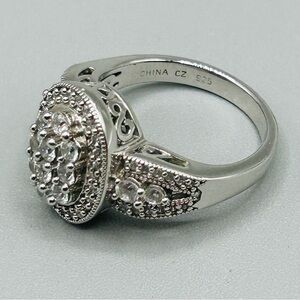 IMENA Oval base Sterling Ring with 67 CZs Really Fabulous 11mmx13mm Size 8.25